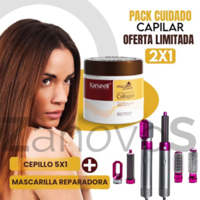 PACK 2X1 MASCARILLA DE CUIDADO CAPILAR KARSEELL + CEPILLO 5 EN 1